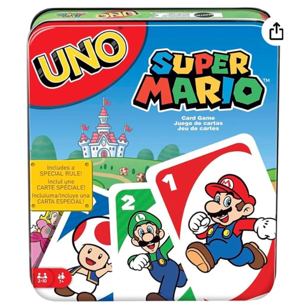 Mattel Games UNO Super Mario Card Game Animated Character Themed Collector Deck